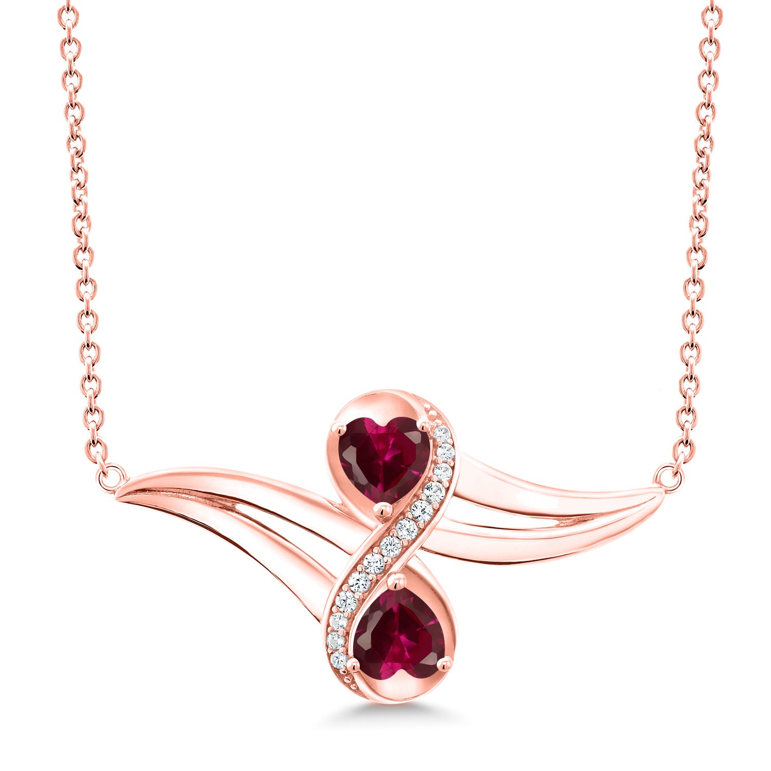 Created Ruby - July_Necklace in 925 Rose Gold Plated Silver
