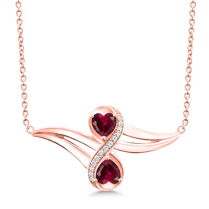 Created Ruby - July_Necklace in 925 Rose Gold Plated Silver