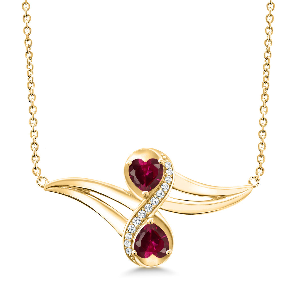 Created Ruby - July_Necklace in 925 Yellow Gold Plated Silver