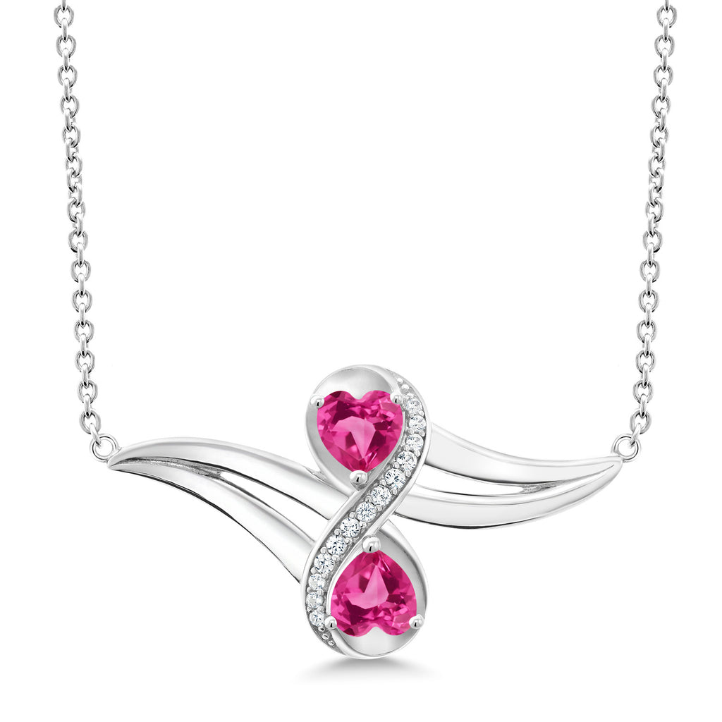 Pink Created Sapphire - September_Necklace in 925 Sterling Silver