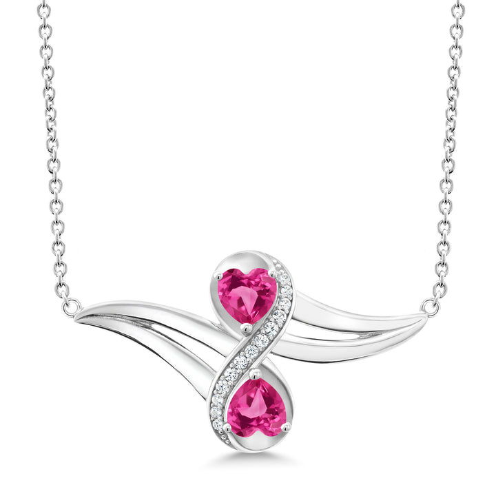 Pink Created Sapphire - September_Necklace in 925 Sterling Silver