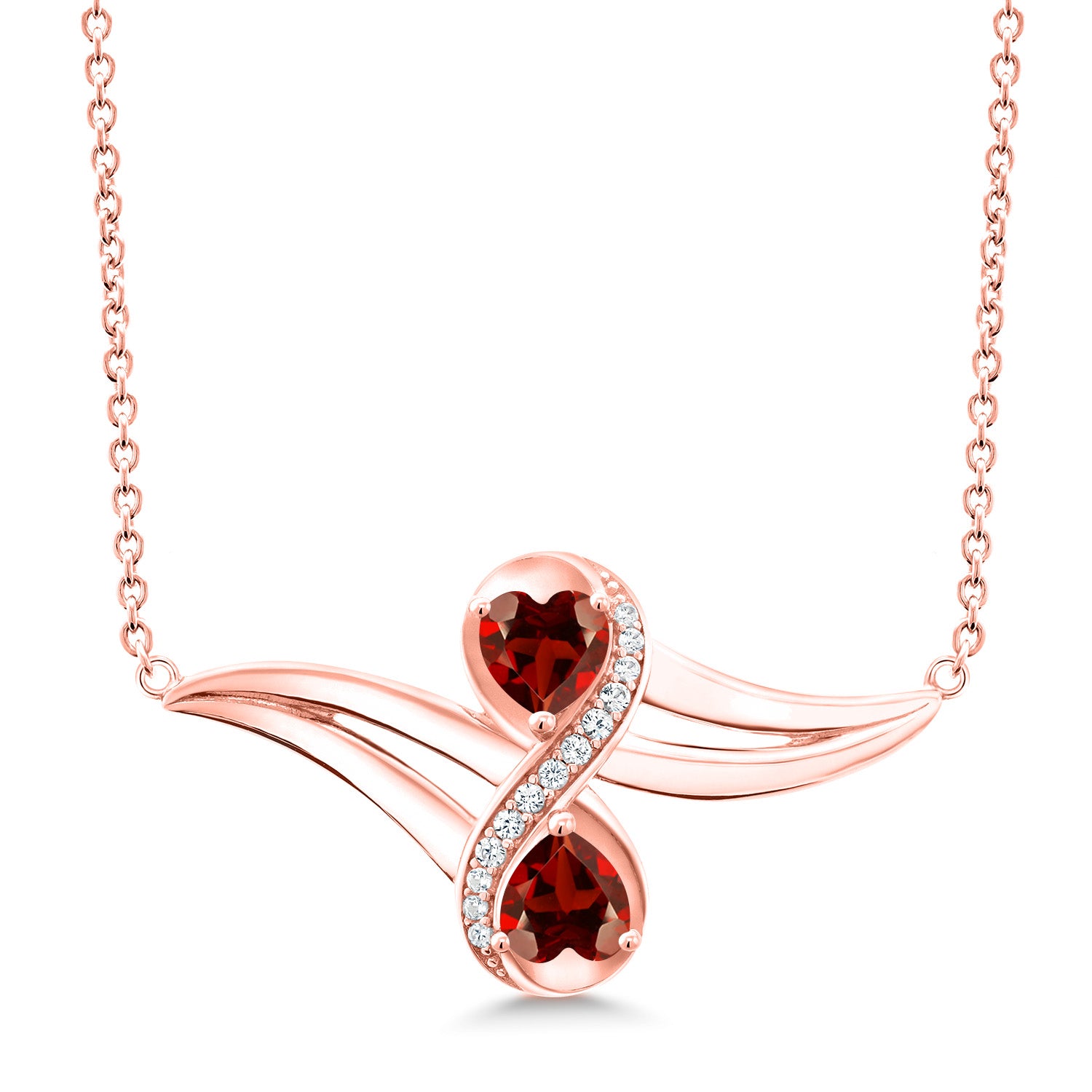Garnet - January_Necklace in 925 Rose Gold Plated Silver
