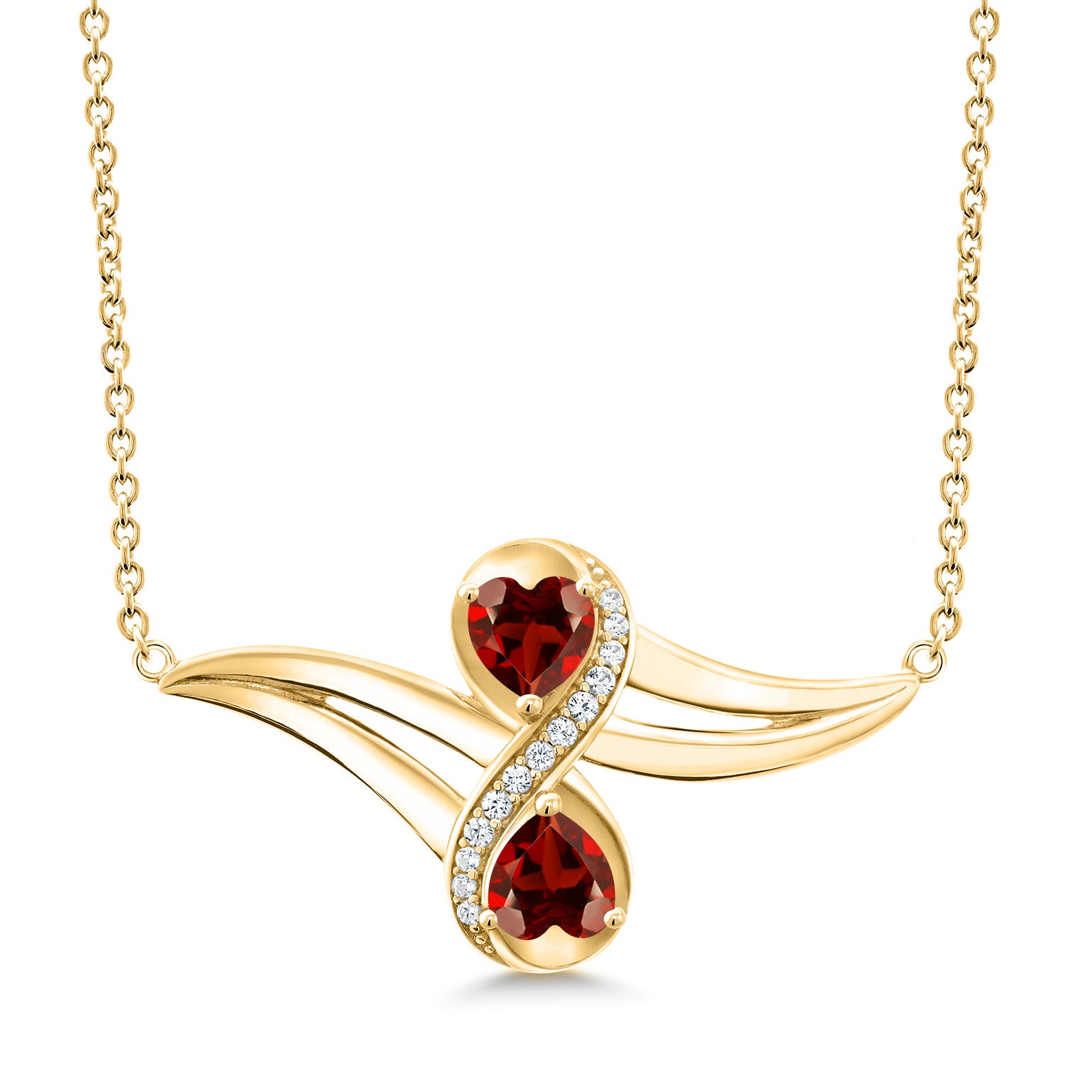 Garnet - January_Necklace in 925 Yellow Gold Plated Silver