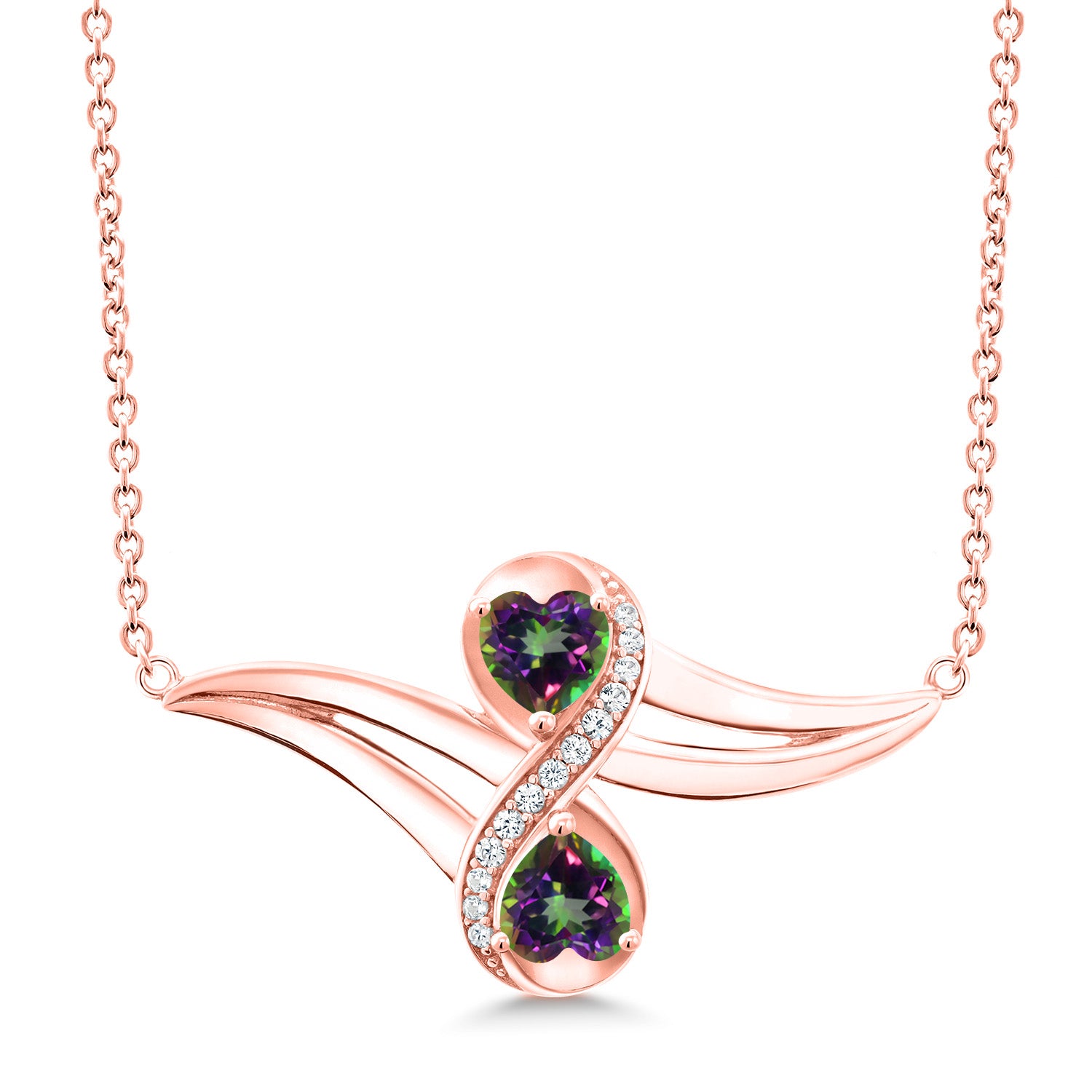 Green Mystic Topaz_Necklace in 925 Rose Gold Plated Silver