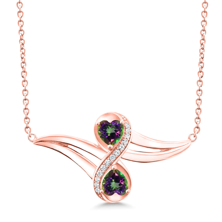 Green Mystic Topaz_Necklace in 925 Rose Gold Plated Silver