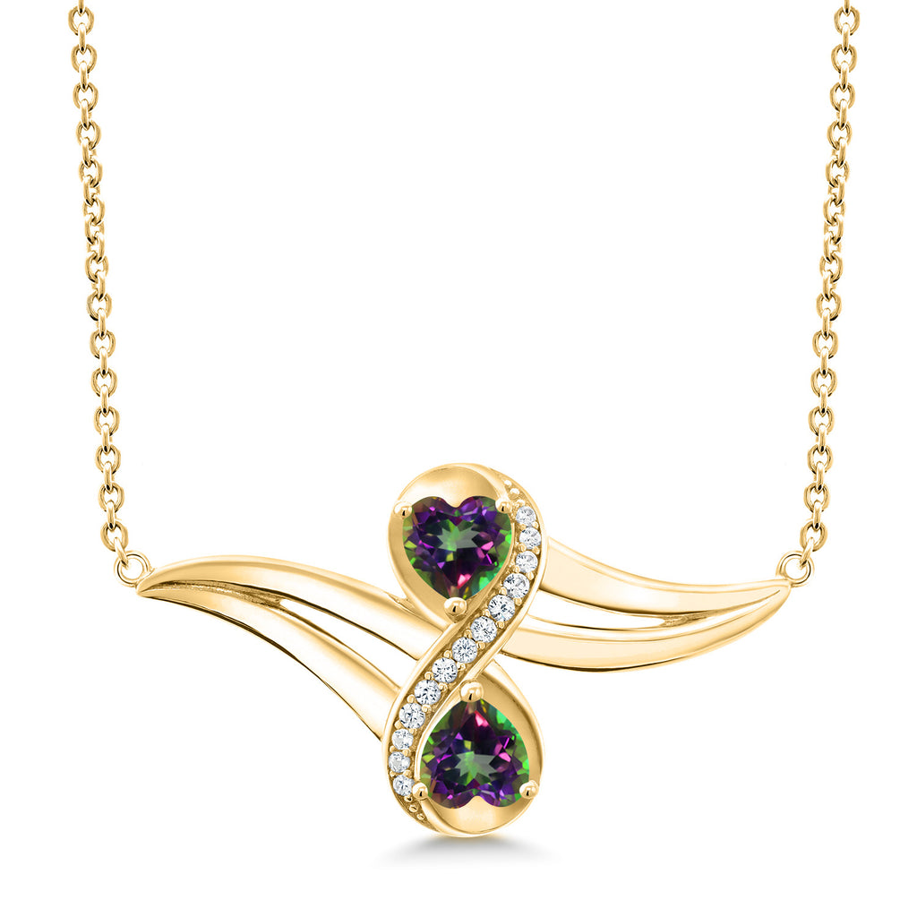 Green Mystic Topaz_Necklace in 925 Yellow Gold Plated Silver