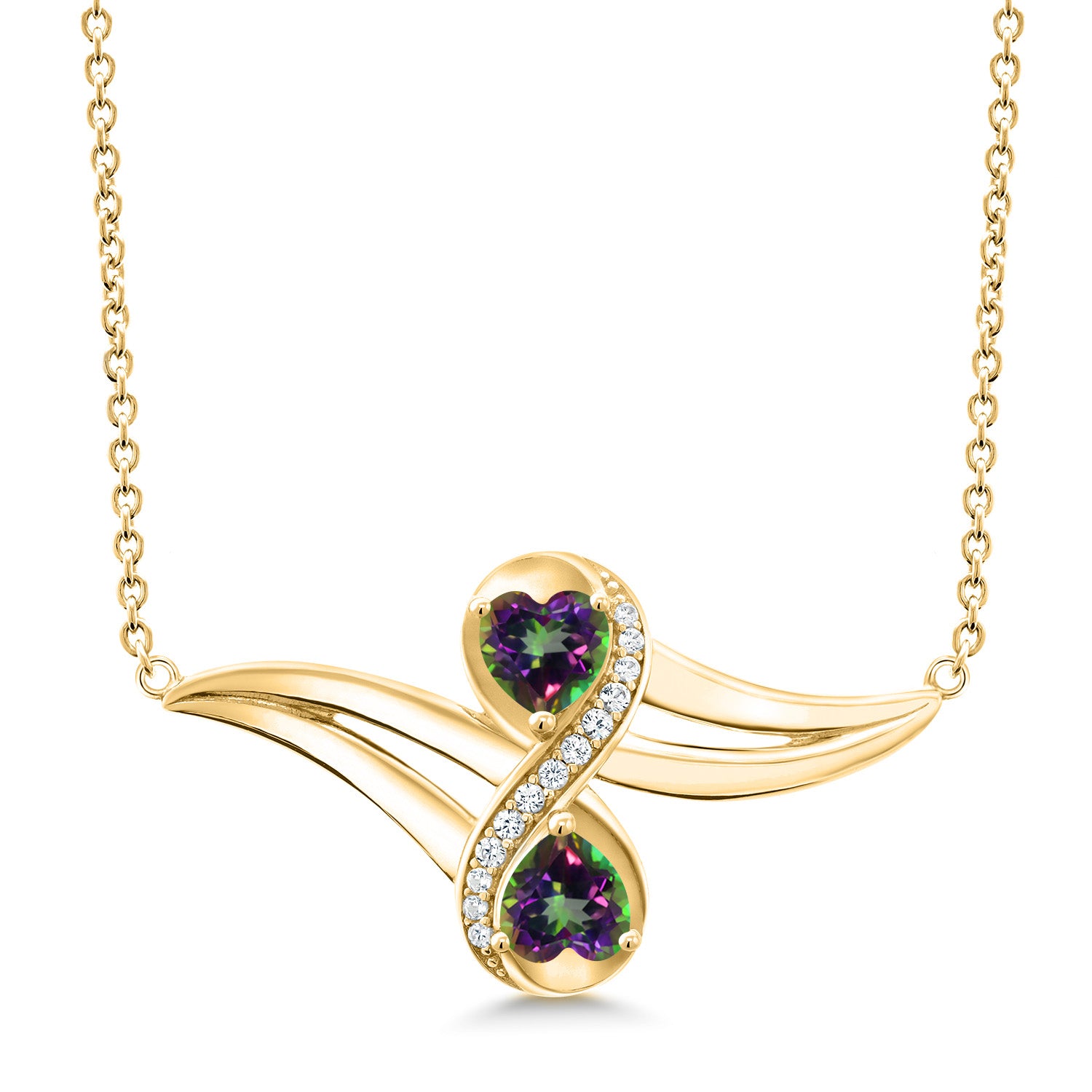 Green Mystic Topaz_Necklace in 925 Yellow Gold Plated Silver