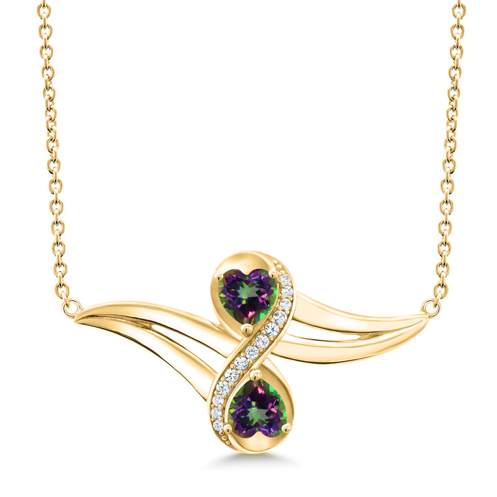 Green Mystic Topaz_Necklace in 925 Yellow Gold Plated Silver