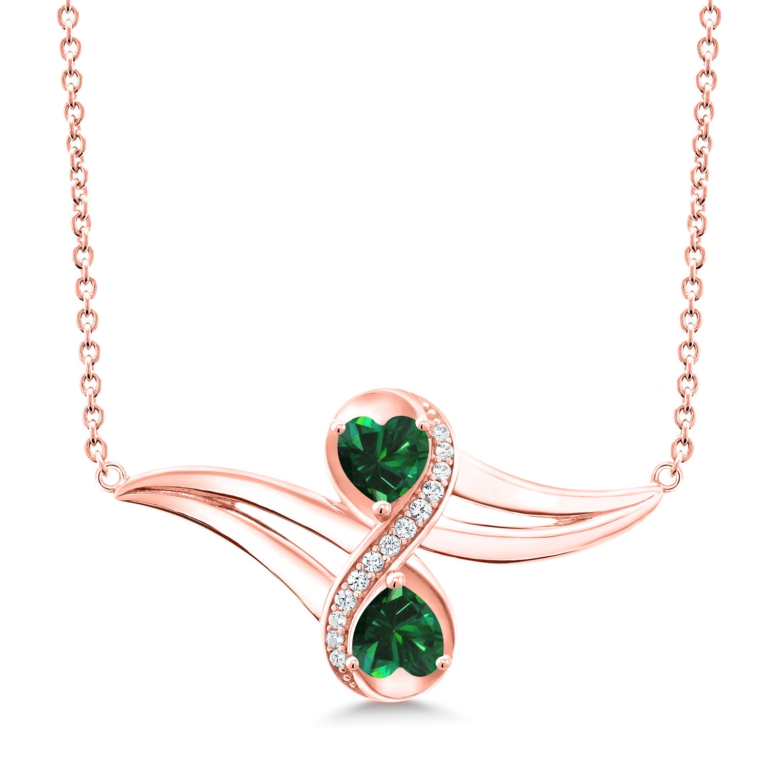 Nano Emerald - May_Necklace in 925 Rose Gold Plated Silver