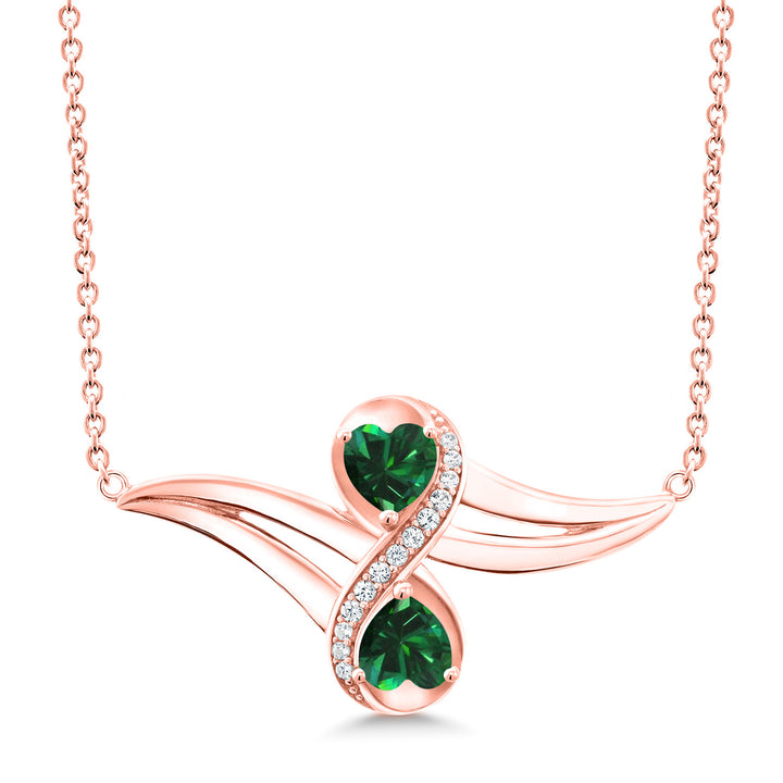 Nano Emerald - May_Necklace in 925 Rose Gold Plated Silver