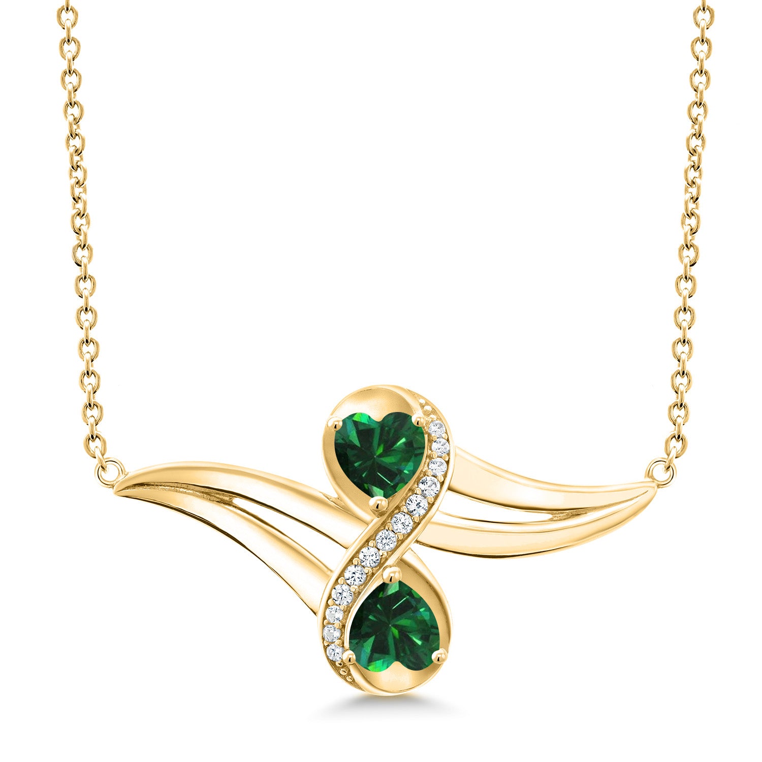 Nano Emerald - May_Necklace in 925 Yellow Gold Plated Silver