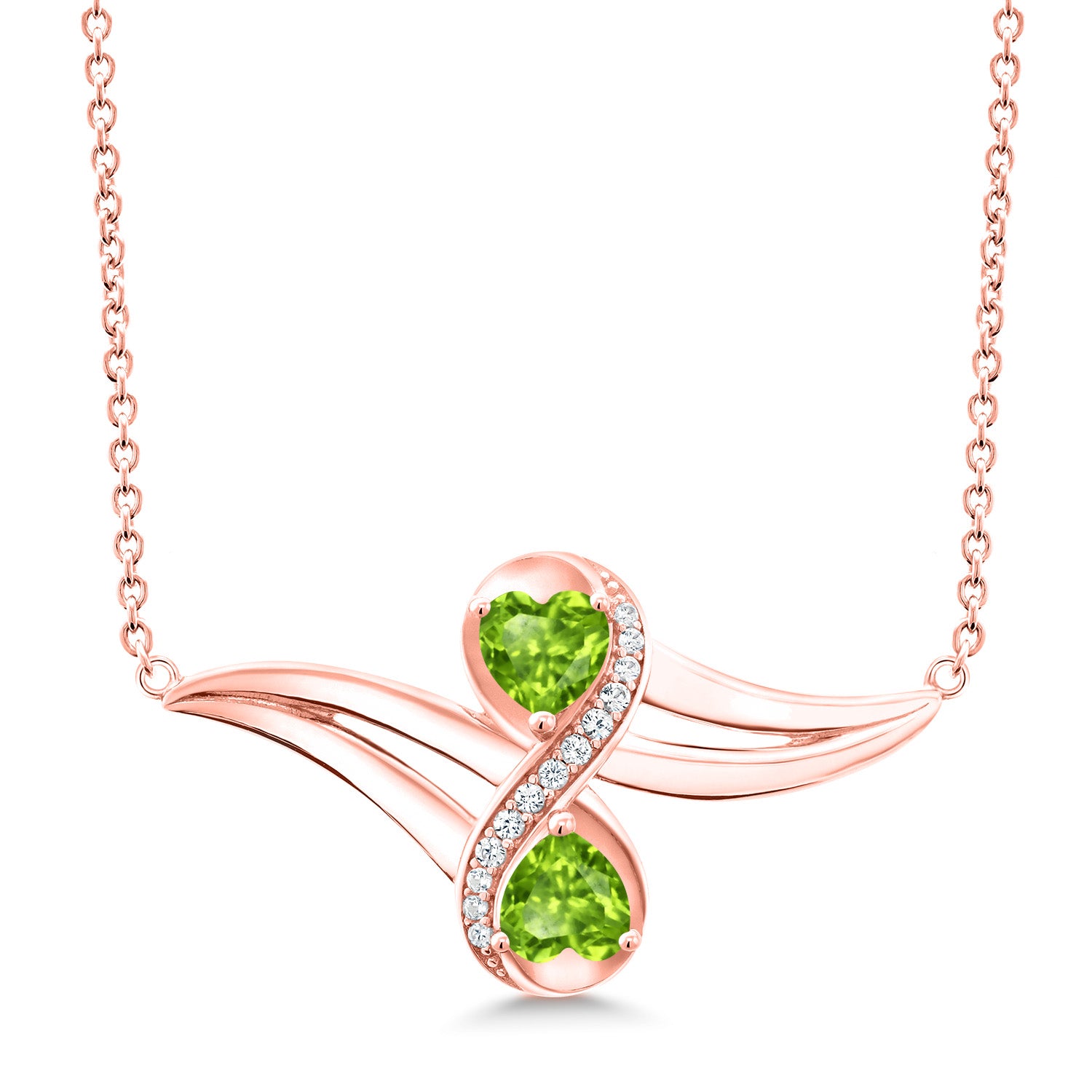 Peridot - August_Necklace in 925 Rose Gold Plated Silver