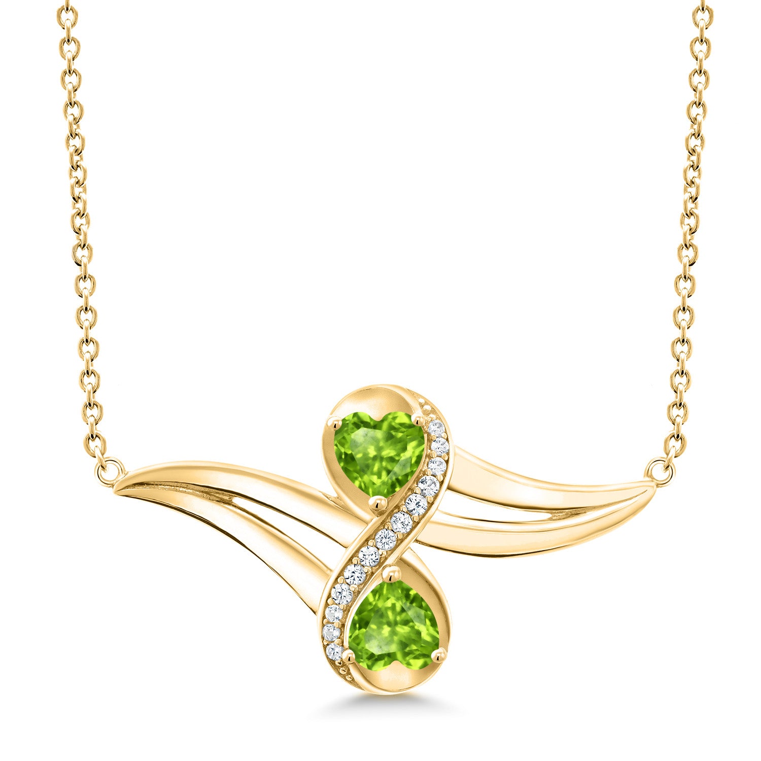 Peridot - August_Necklace in 925 Yellow Gold Plated Silver