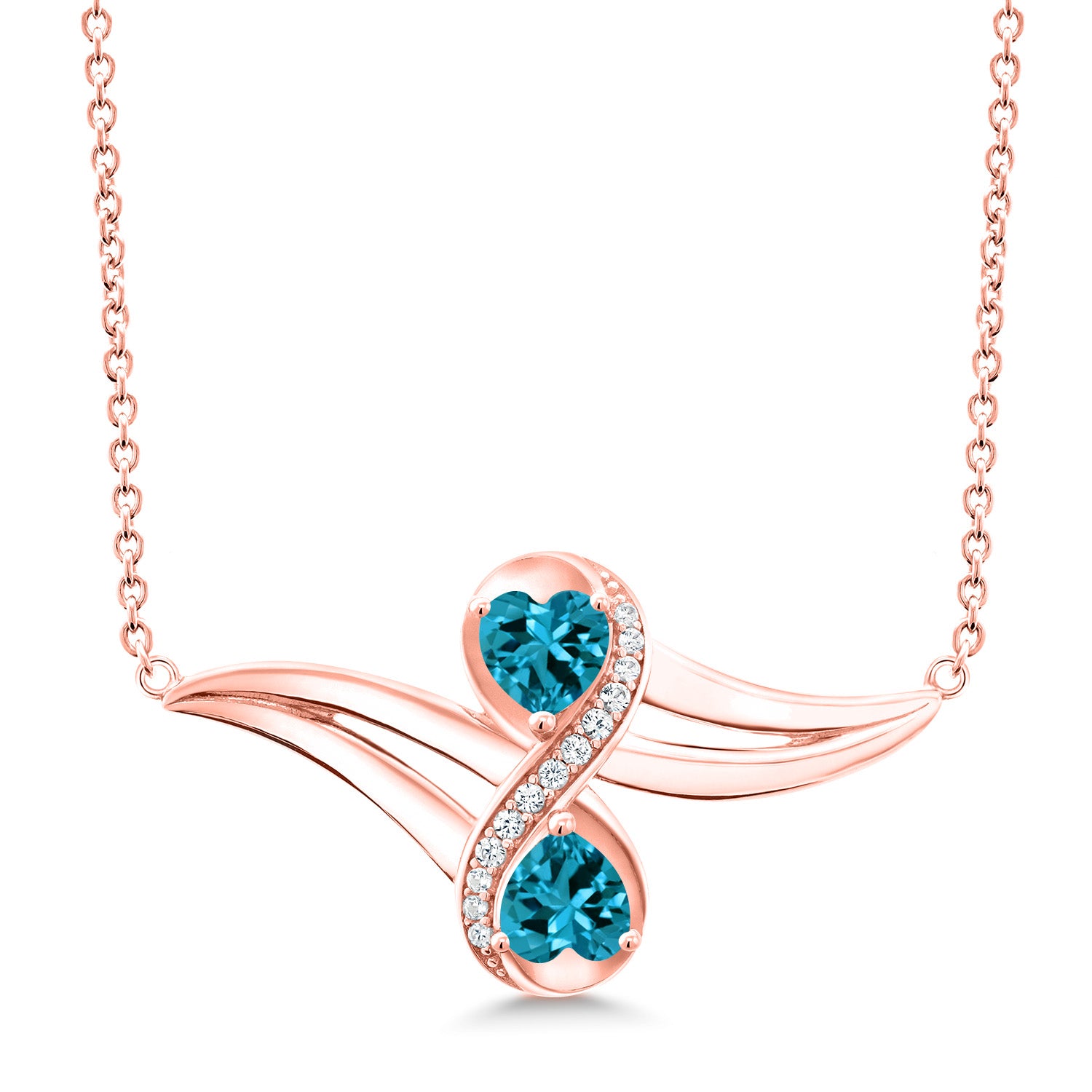 London Blue Topaz - November_Necklace in 925 Rose Gold Plated Silver