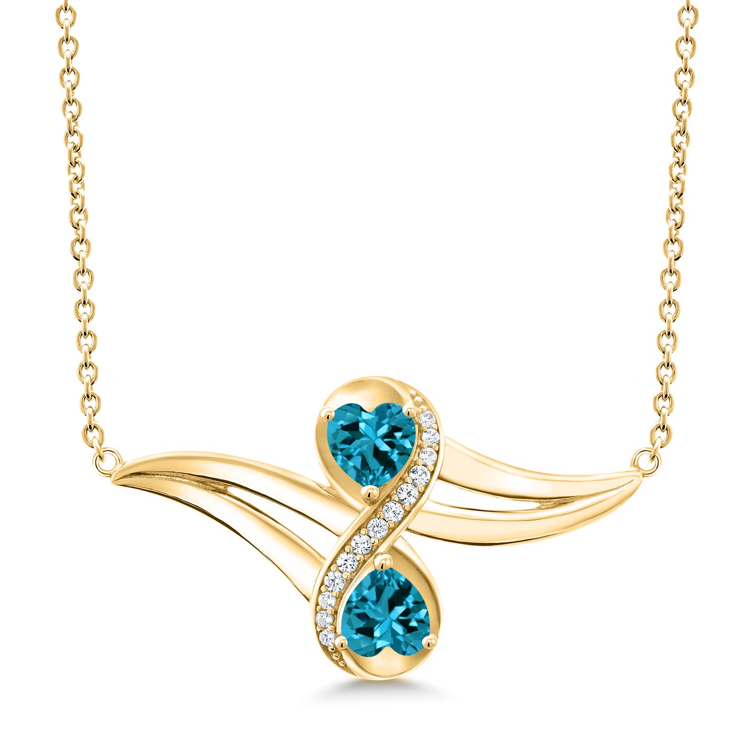 London Blue Topaz - November_Necklace in 925 Yellow Gold Plated Silver