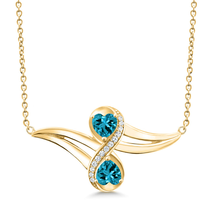 London Blue Topaz - November_Necklace in 925 Yellow Gold Plated Silver