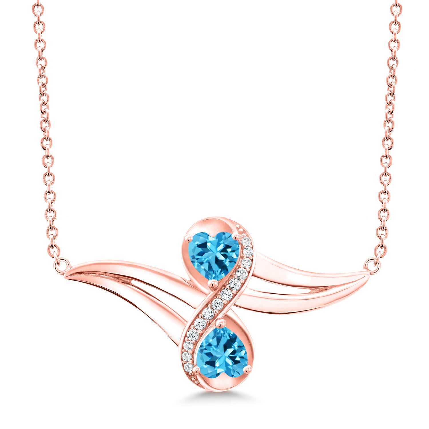 Swiss Blue Topaz - November_Necklace in 925 Rose Gold Plated Silver