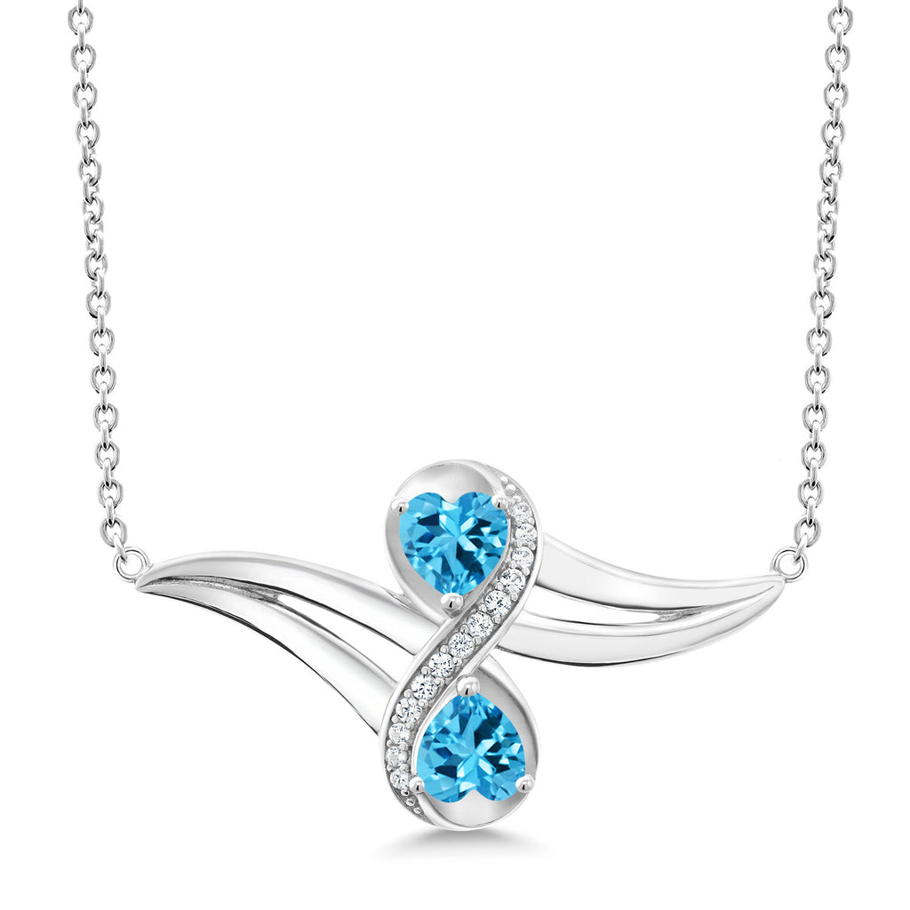 Swiss Blue Topaz - November_Necklace in 925 Sterling Silver
