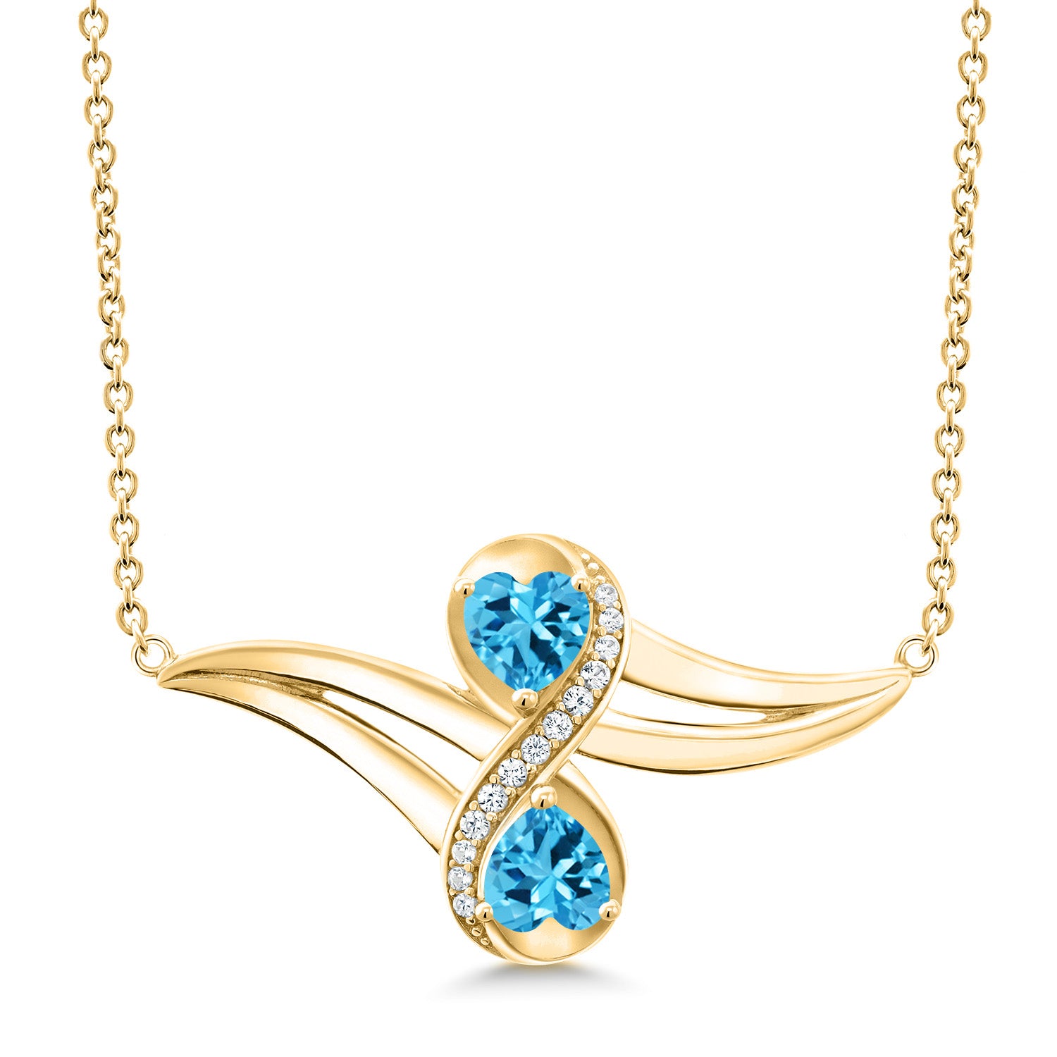 Swiss Blue Topaz - November_Necklace in 925 Yellow Gold Plated Silver