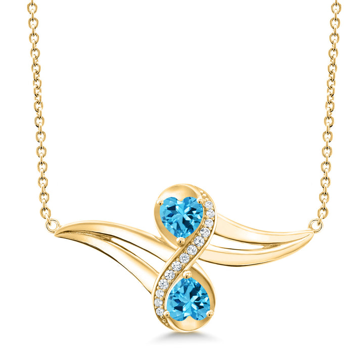 Swiss Blue Topaz - November_Necklace in 925 Yellow Gold Plated Silver