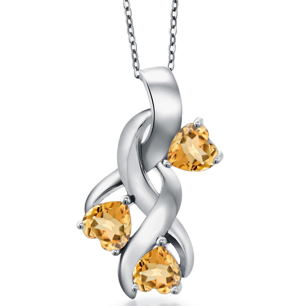 Gem Stone King 3-Stones Engraved Customized and Personalized Heart Shape Mothers Name Pendant Necklace For Women | 925 Sterling Silver | 5MM Heart Gemstone Birthstone | With 18 Inch Chain