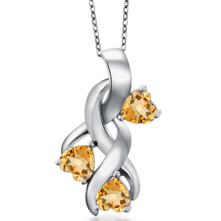 Gem Stone King 3-Stones Engraved Customized and Personalized Heart Shape Mothers Name Pendant Necklace For Women | 925 Sterling Silver | 5MM Heart Gemstone Birthstone | With 18 Inch Chain