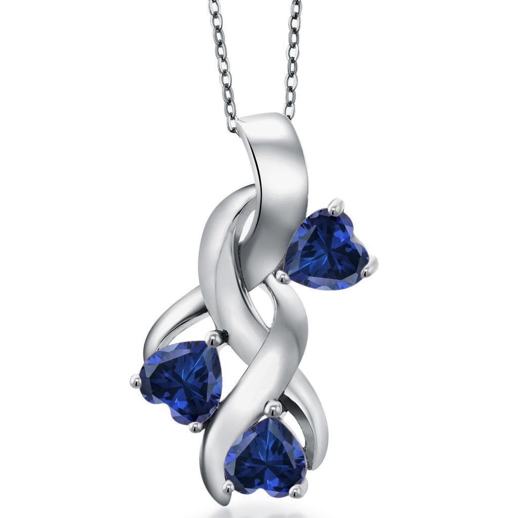 Gem Stone King 3-Stones Engraved Customized and Personalized Heart Shape Mothers Name Pendant Necklace For Women | 925 Sterling Silver | 5MM Heart Gemstone Birthstone | With 18 Inch Chain