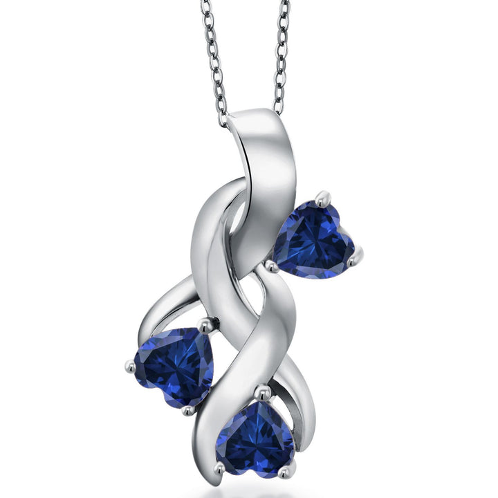 Gem Stone King 3-Stones Engraved Customized and Personalized Heart Shape Mothers Name Pendant Necklace For Women | 925 Sterling Silver | 5MM Heart Gemstone Birthstone | With 18 Inch Chain