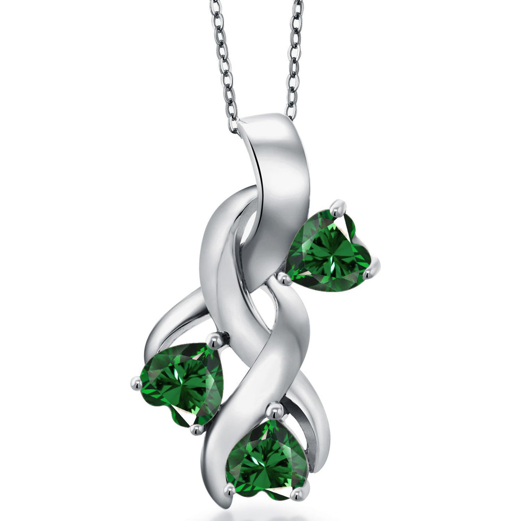 Gem Stone King 3-Stones Engraved Customized and Personalized Heart Shape Mothers Name Pendant Necklace For Women | 925 Sterling Silver | 5MM Heart Gemstone Birthstone | With 18 Inch Chain
