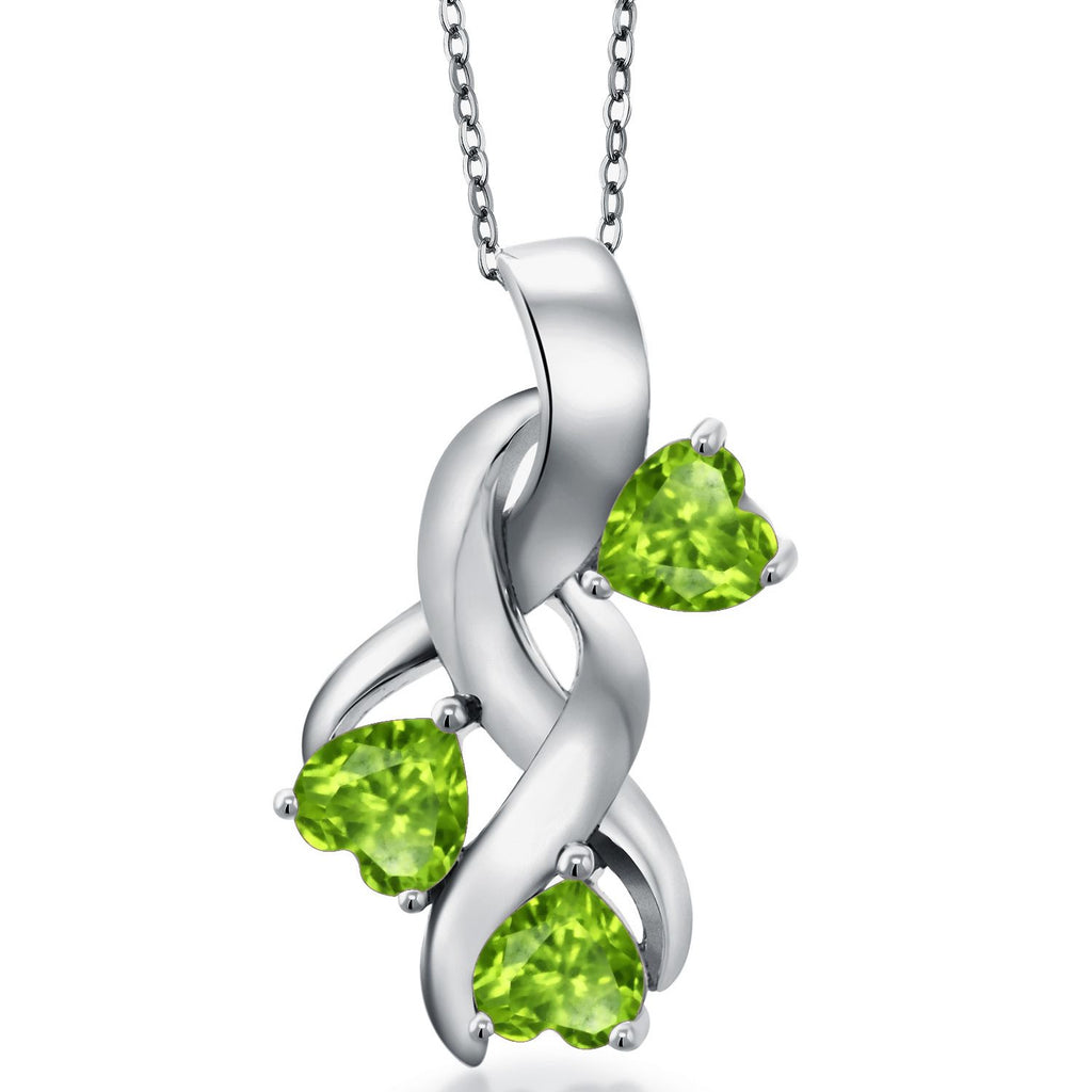 Gem Stone King 3-Stones Engraved Customized and Personalized Heart Shape Mothers Name Pendant Necklace For Women | 925 Sterling Silver | 5MM Heart Gemstone Birthstone | With 18 Inch Chain