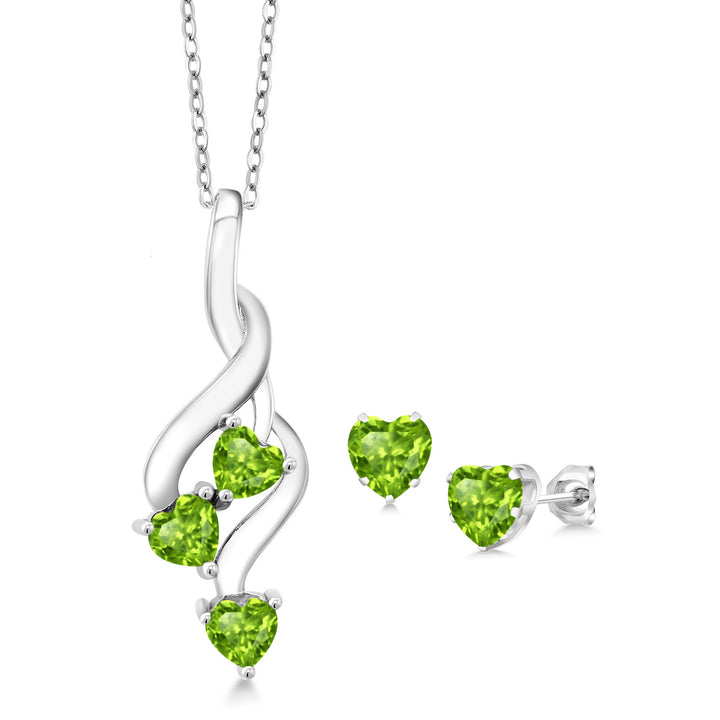 Peridot - August_Pendant Earrings Set in 925 Sterling Silver