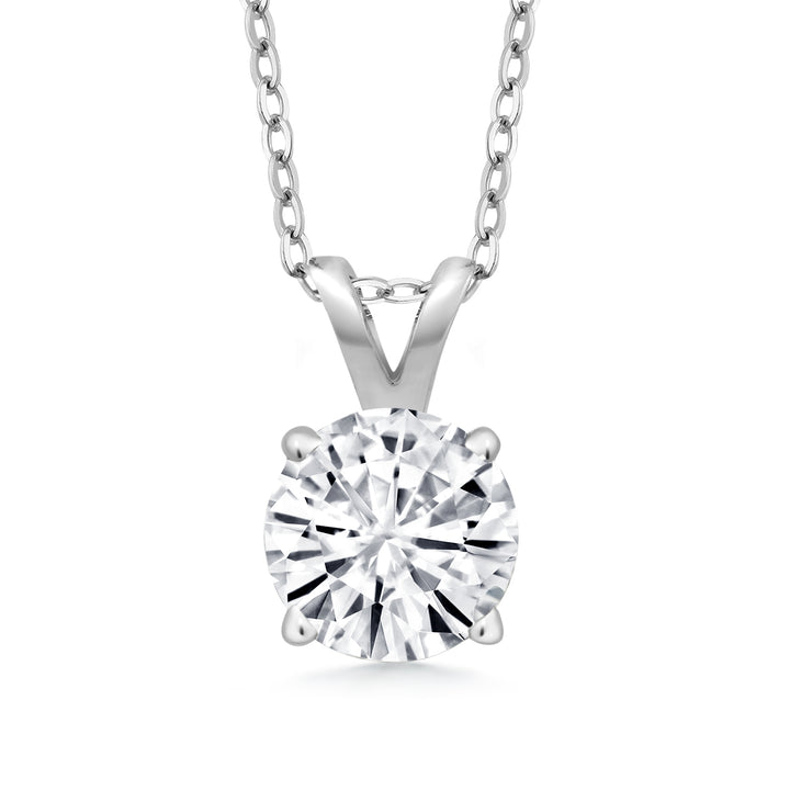 White Moissanite - April_Pendant in 925 Sterling Silver