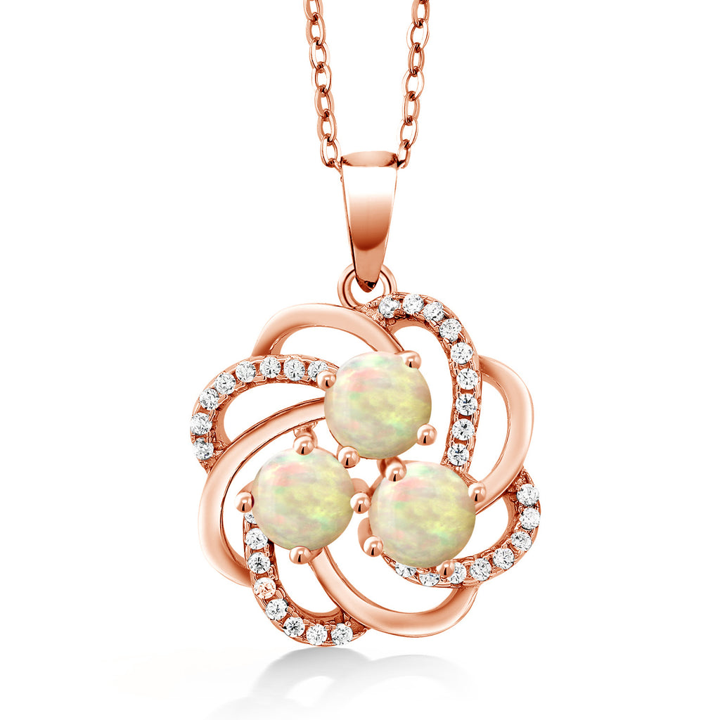 Ethiopian Opal-Cabochon - October_Pendant in 925 Rose Gold Plated Silver