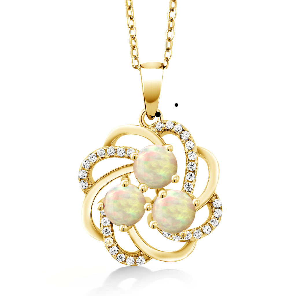 Ethiopian Opal-Cabochon - October_Pendant in 925 Yellow Gold Plated Silver