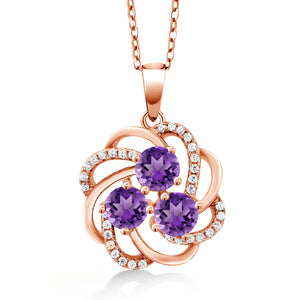 Amethyst - February_Pendant in 925 Rose Gold Plated Silver