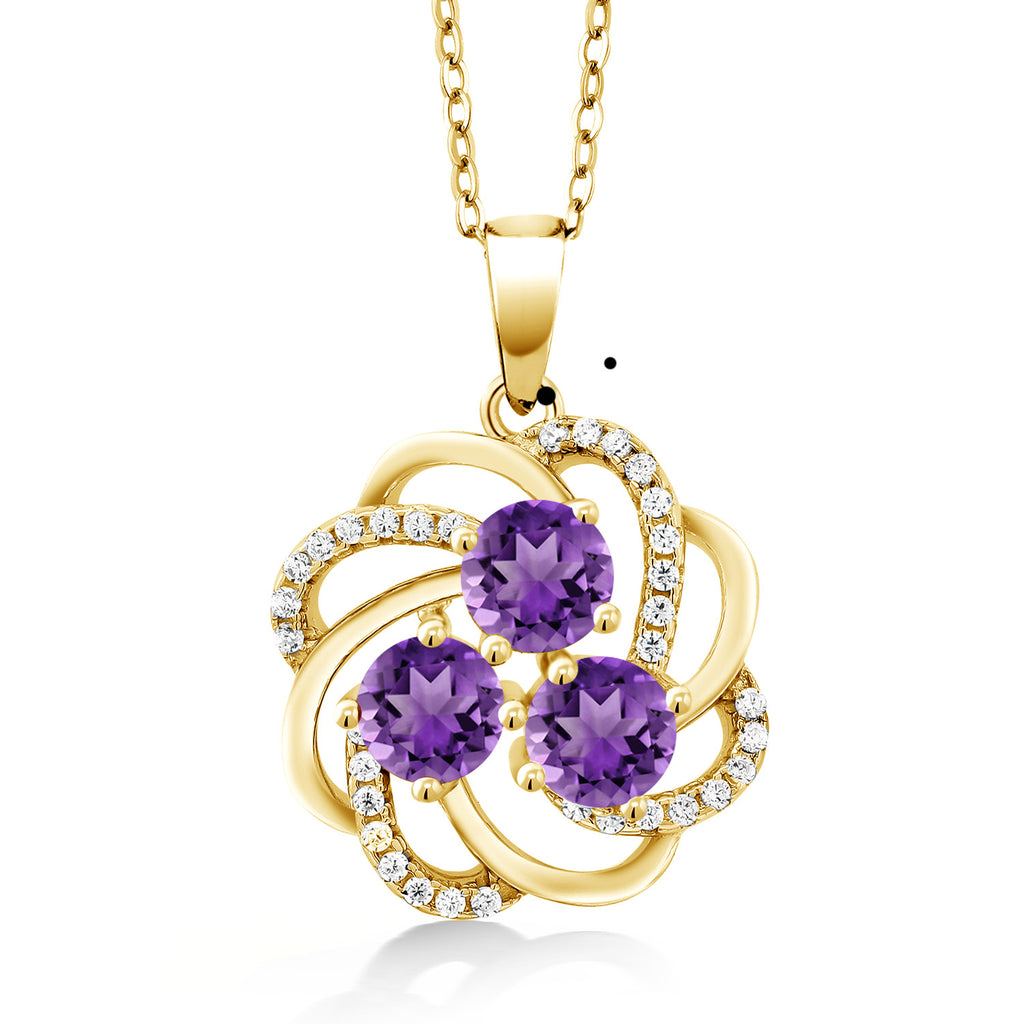 Amethyst - February_Pendant in 925 Yellow Gold Plated Silver