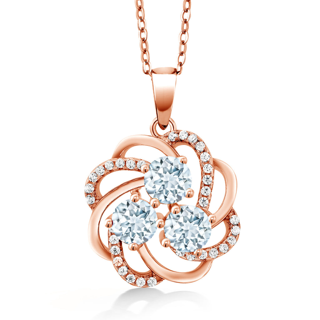 Aquamarine - March_Pendant in 925 Rose Gold Plated Silver