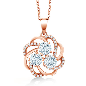 Aquamarine - March_Pendant in 925 Rose Gold Plated Silver