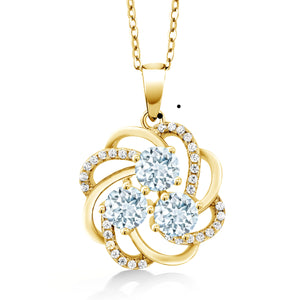 Aquamarine - March_Pendant in 925 Yellow Gold Plated Silver