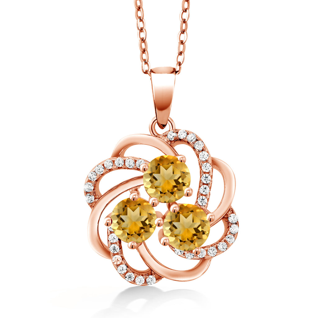 Citrine - November_Pendant in 925 Rose Gold Plated Silver