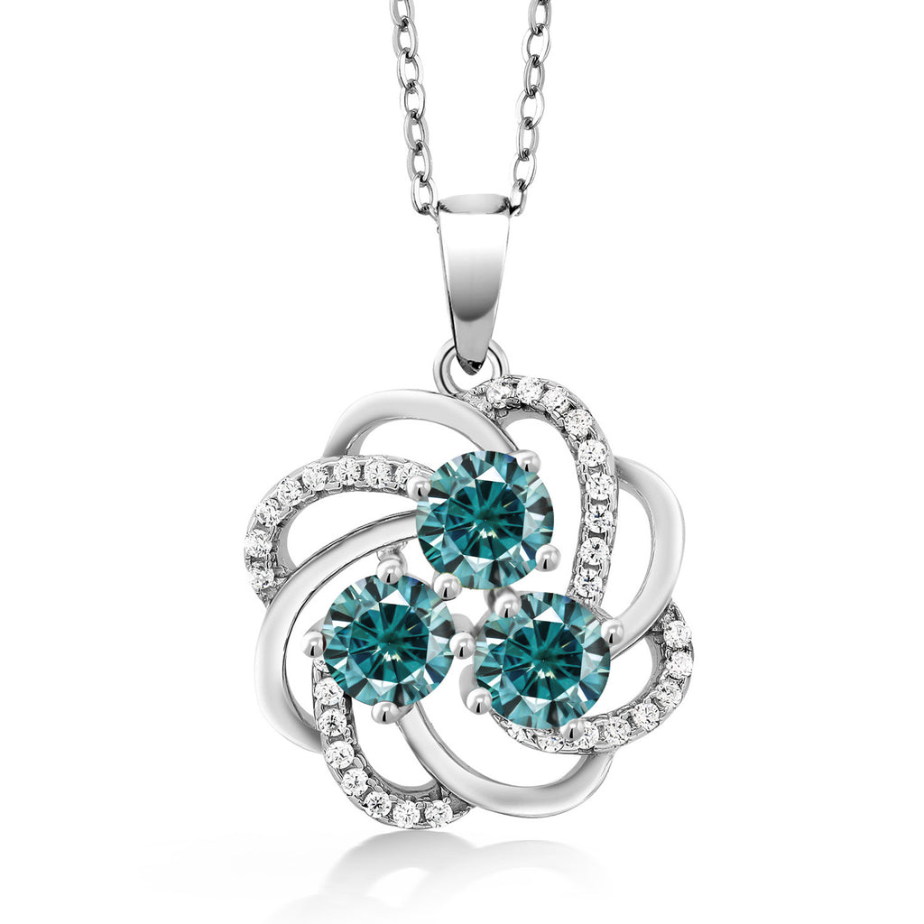 Blue Moissanite - April_Pendant in 925 Sterling Silver