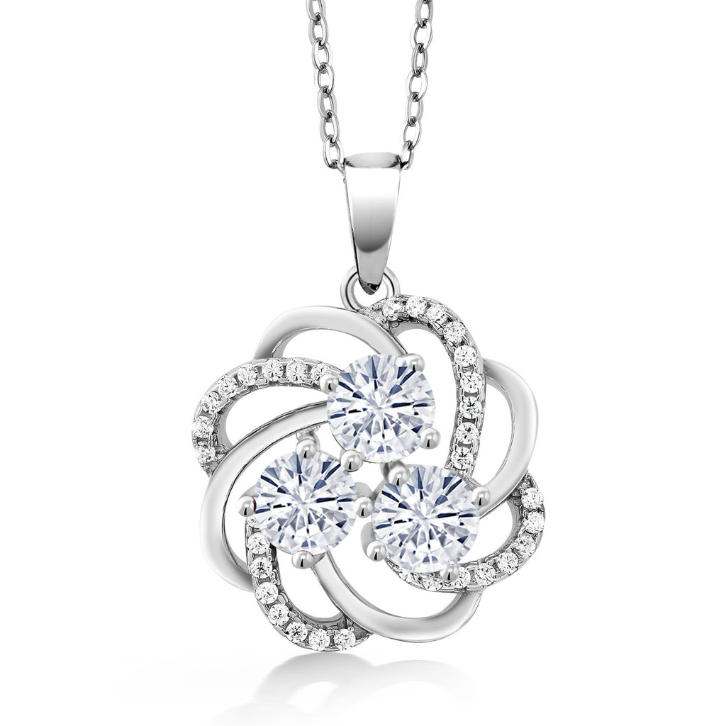 White Moissanite - April_Pendant in 925 Sterling Silver