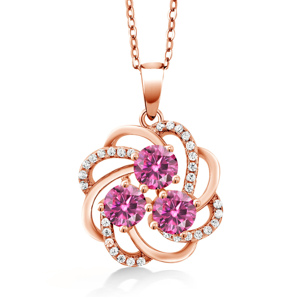 Pink Moissanite - April_Pendant in 925 Rose Gold Plated Silver