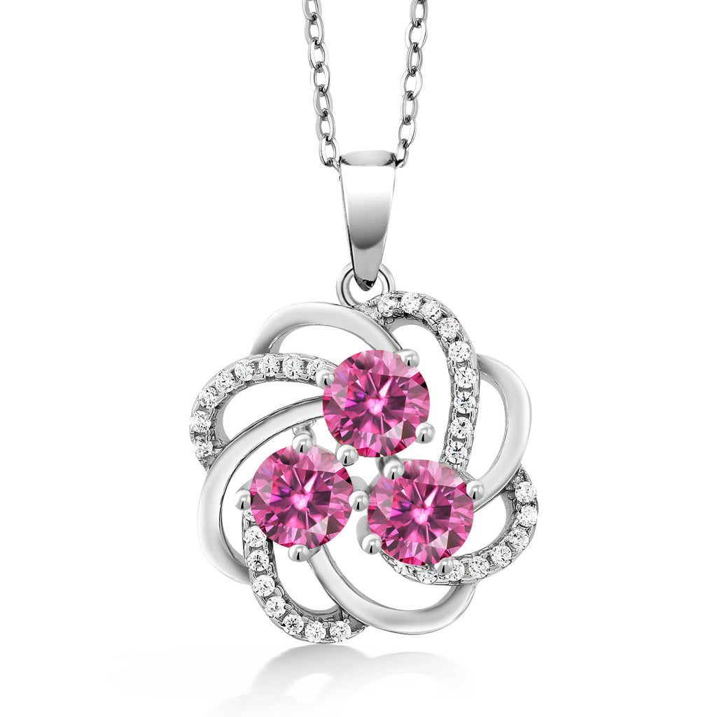 Pink Moissanite - April_Pendant in 925 Sterling Silver