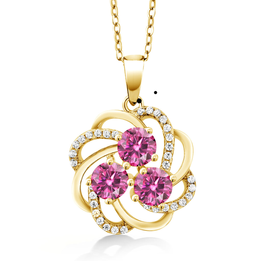 Pink Moissanite - April_Pendant in 925 Yellow Gold Plated Silver
