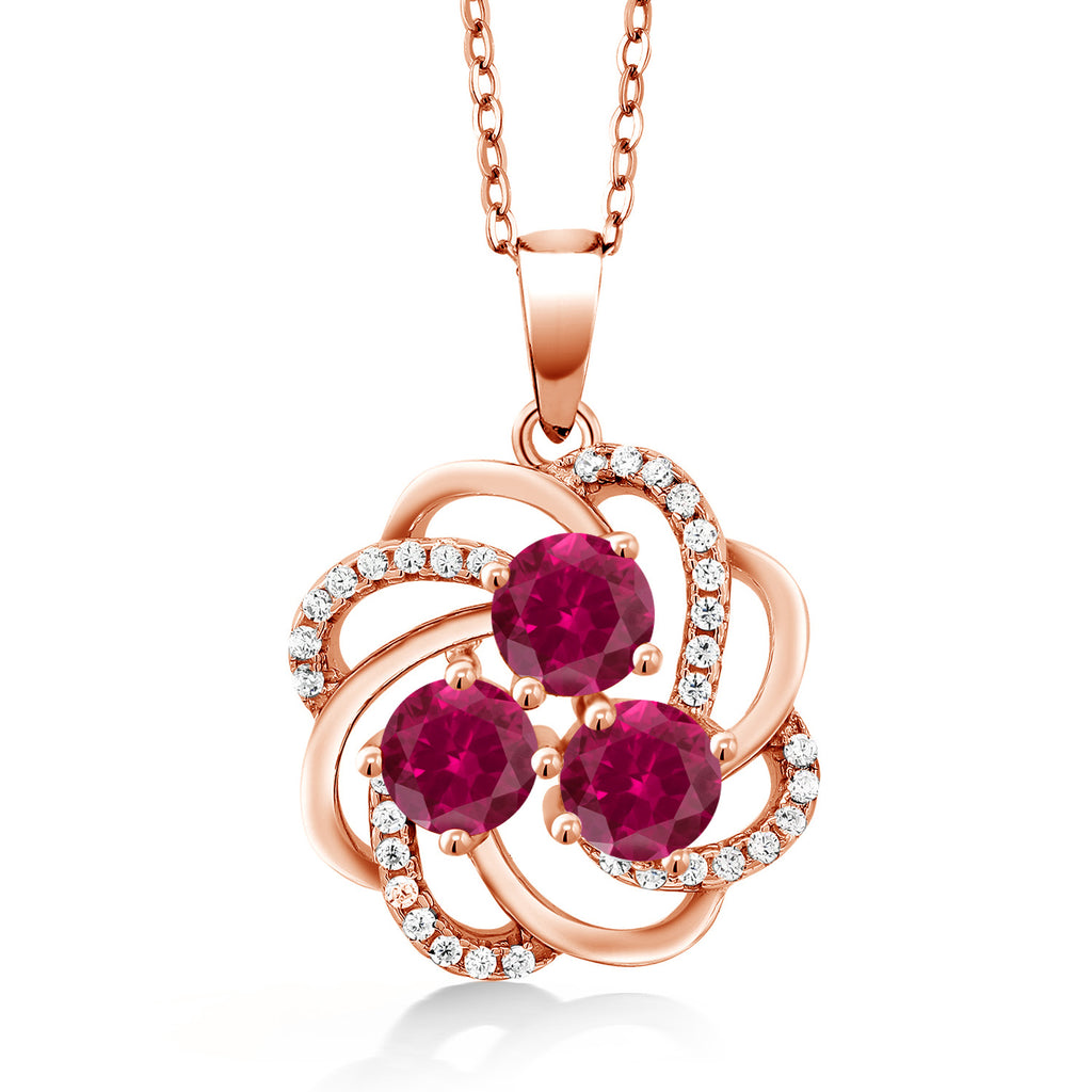 Created Ruby - July_Pendant in 925 Rose Gold Plated Silver