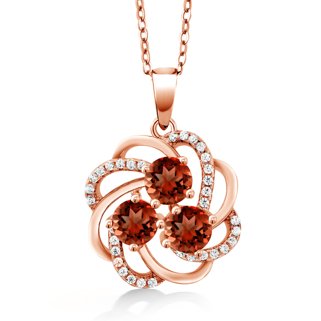Garnet - January_Pendant in 925 Rose Gold Plated Silver