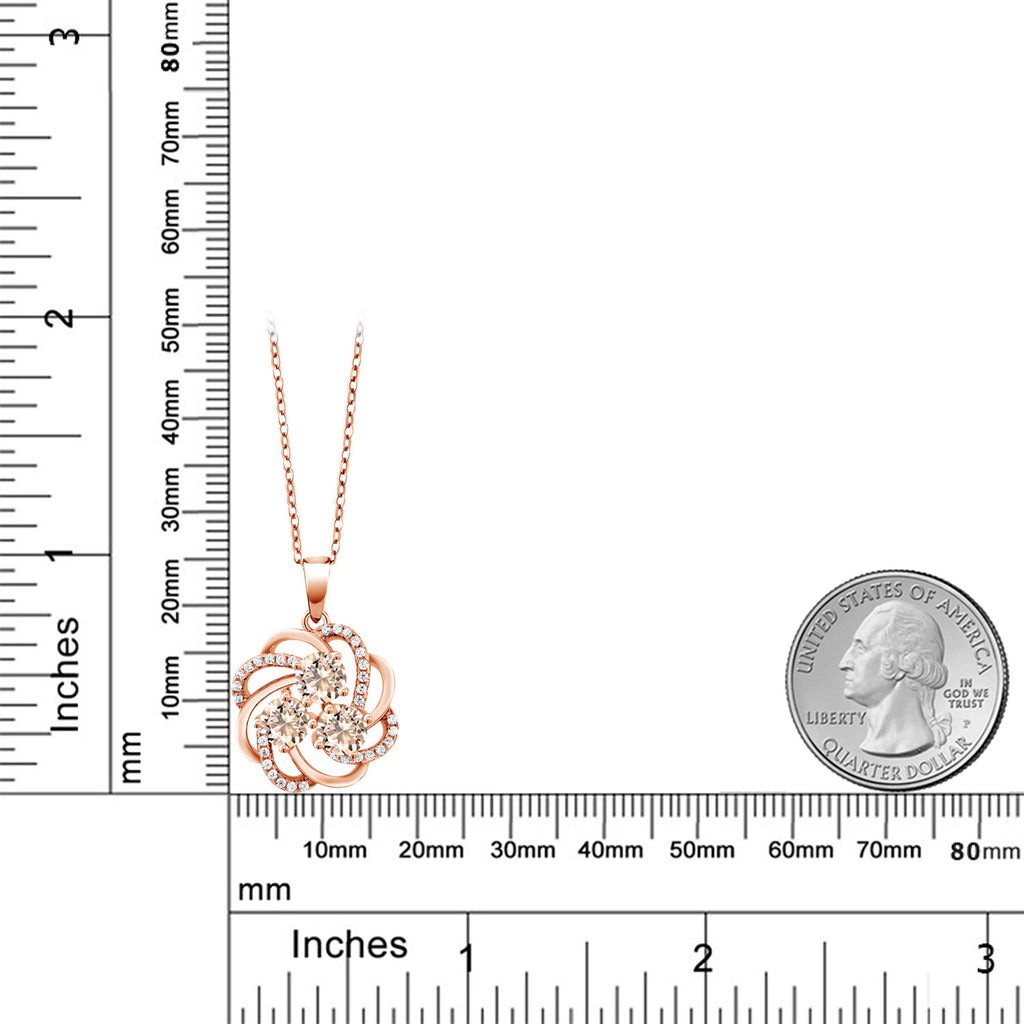 Morganite and Zirconia_Pendant in 925 Rose Gold Plated Silver