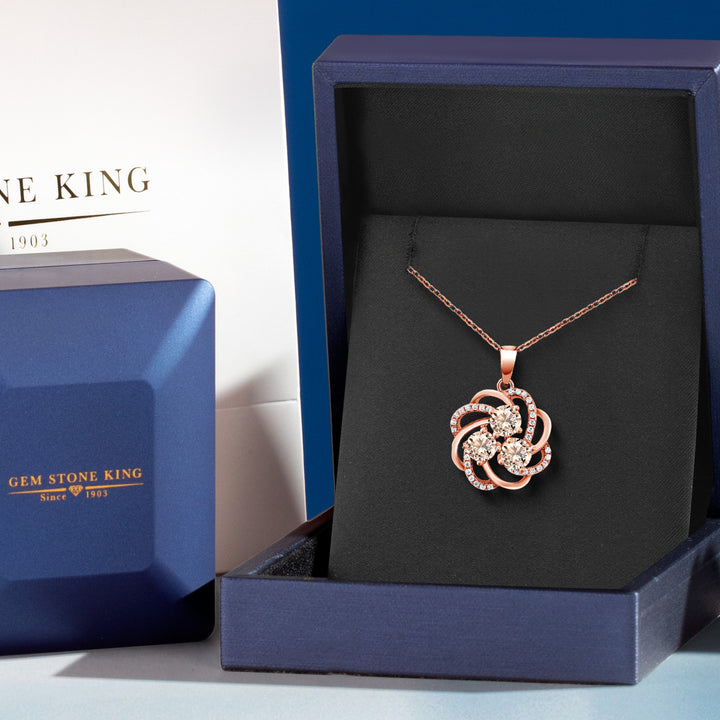 Morganite and Zirconia_Pendant in 925 Rose Gold Plated Silver