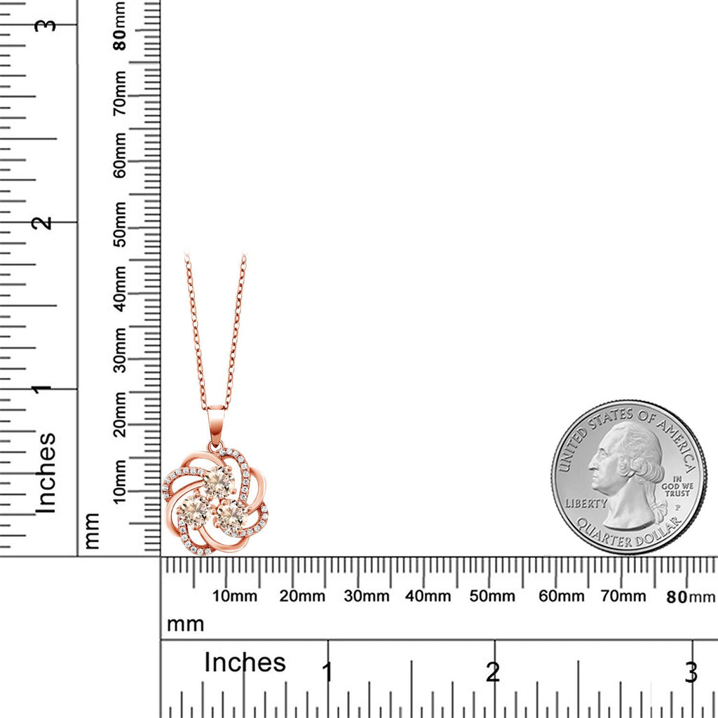 Morganite and Zirconia_Pendant in 925 Rose Gold Plated Silver
